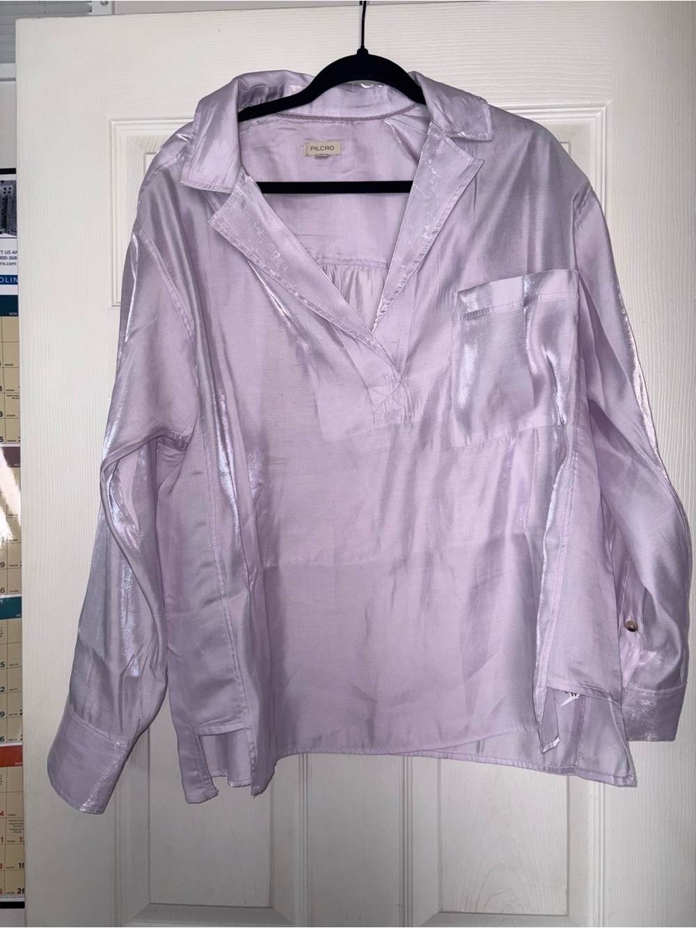 Pilcro Light Lavender Satin Pullover Blouse